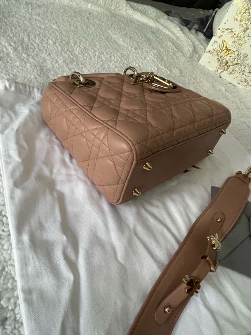 Dior abc Lady Dior Fard small Quilted Leather Top-Handle Bag - Picture 9 of 16